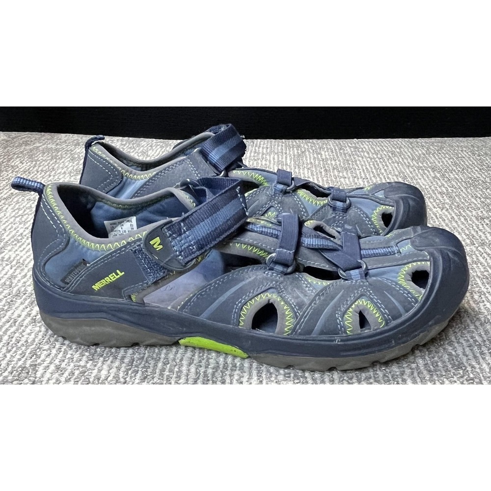 Merrell Hydro Hiker Sandal Shoes‎ Mens Size 7 Blue Leather Hook & Loop Hiking